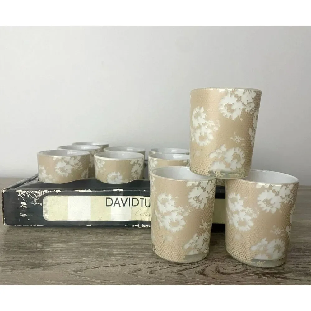 David Tutera Gold Floral Mercury Glass Votive Candle Holders Set of 12